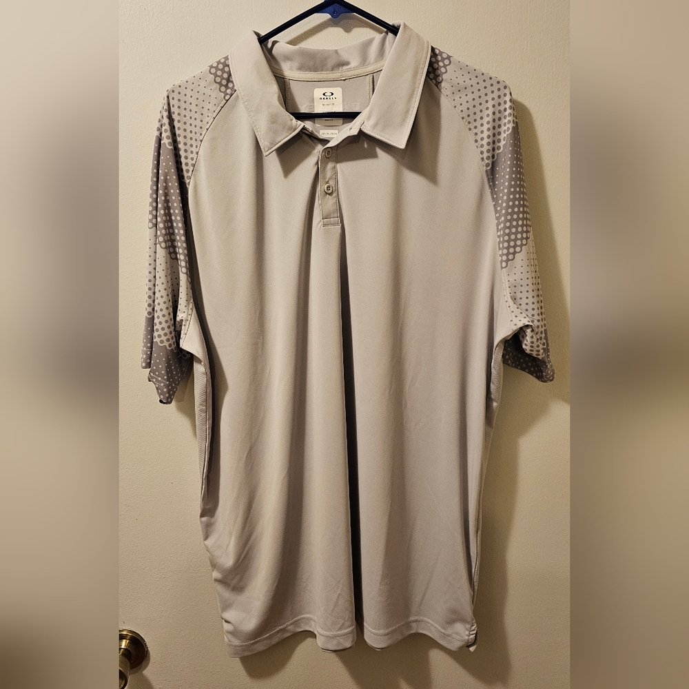 Oakley Regular Fit Gray Men's Short Sleeve Polo Shirt Size‎ 2XL